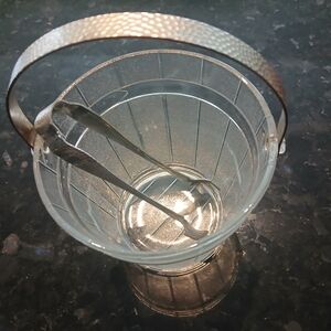 Glass Ice Bucket with Tongs